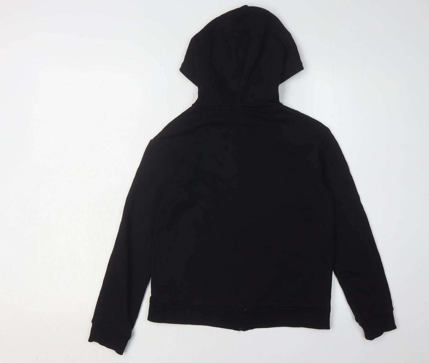 H&M Boys Black Hoodie 9-10 Full Zip Cotton Blend