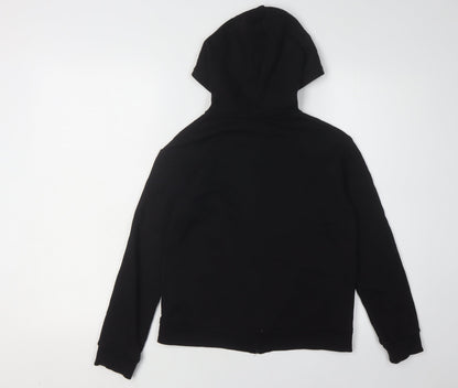 H&M Boys Black Hoodie 9-10 Full Zip Cotton Blend