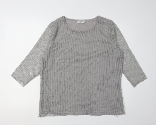 Alexara Women's Grey 3/4 Sleeve Blouse Size 16