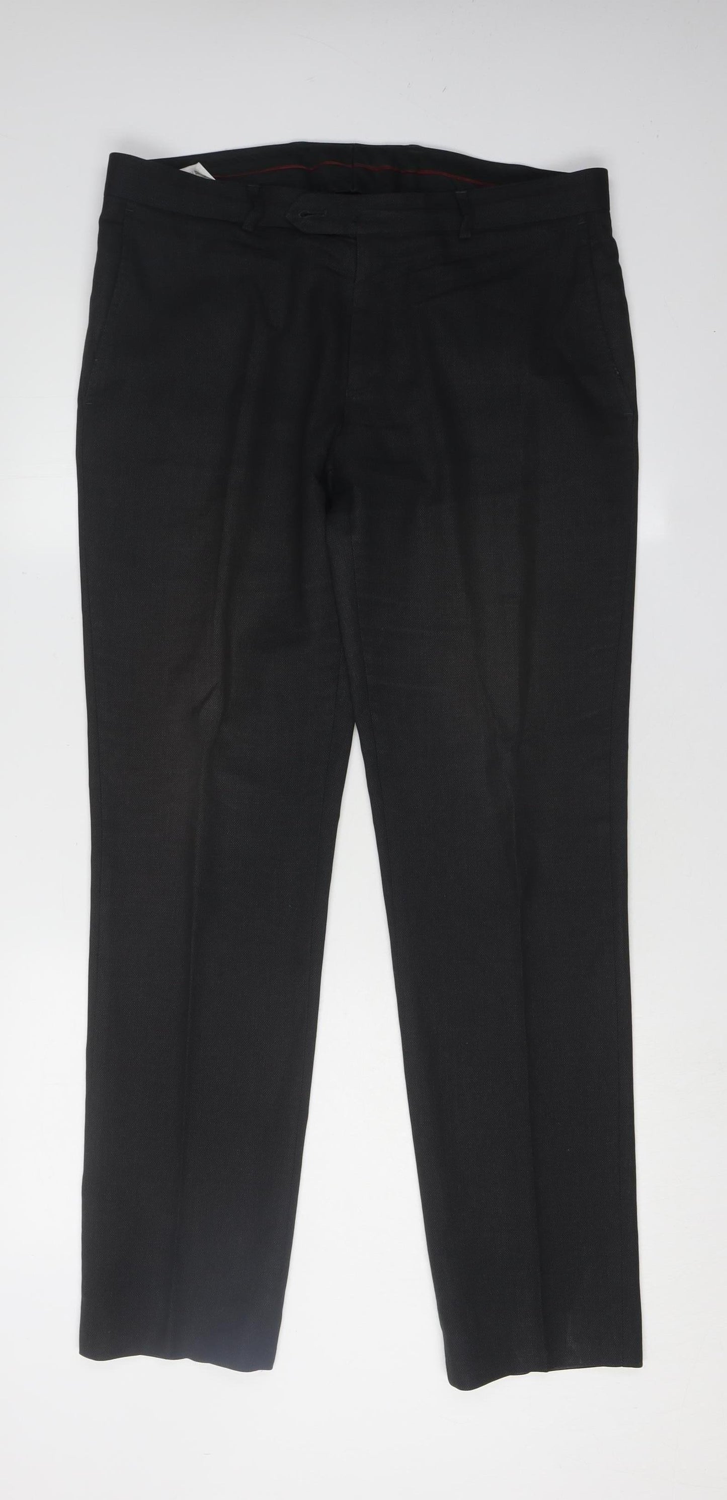 Mens UK Size 34 Charles Tyrwhitt Slim Fit Dress Pants Black Trousers