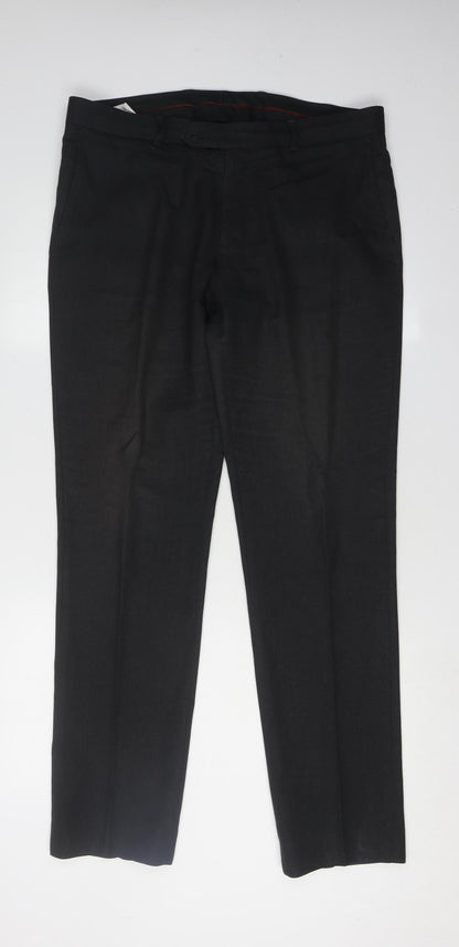 Mens UK Size 34 Charles Tyrwhitt Slim Fit Dress Pants Black Trousers