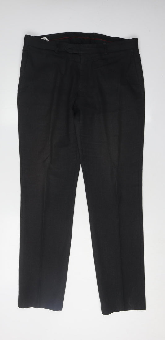 Mens UK Size 34 Charles Tyrwhitt Slim Fit Dress Pants Black Trousers