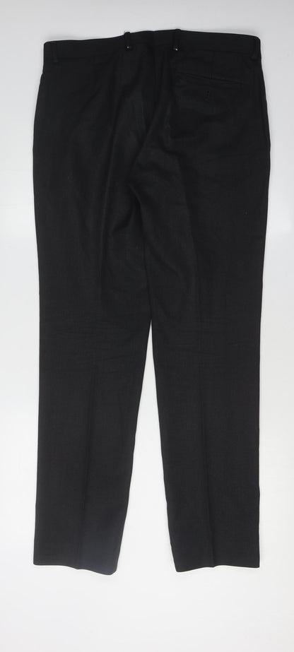 Mens UK Size 34 Charles Tyrwhitt Slim Fit Dress Pants Black Trousers