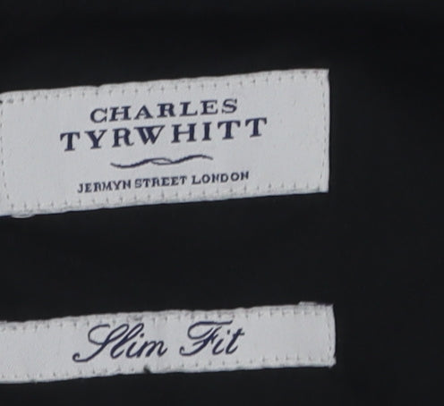 Mens UK Size 34 Charles Tyrwhitt Slim Fit Dress Pants Black Trousers
