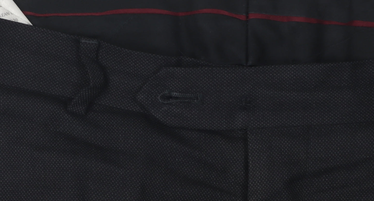 Mens UK Size 34 Charles Tyrwhitt Slim Fit Dress Pants Black Trousers