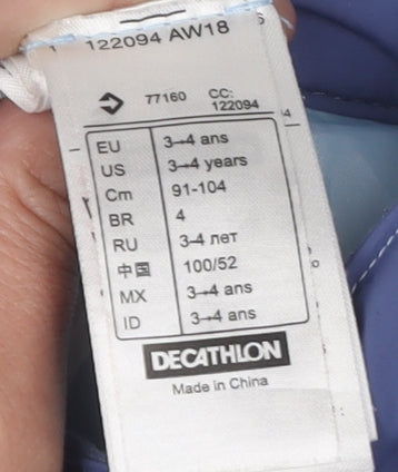 Decathlon Girls' Blue Snow Pants 3-4 Years Skiing Trousers
