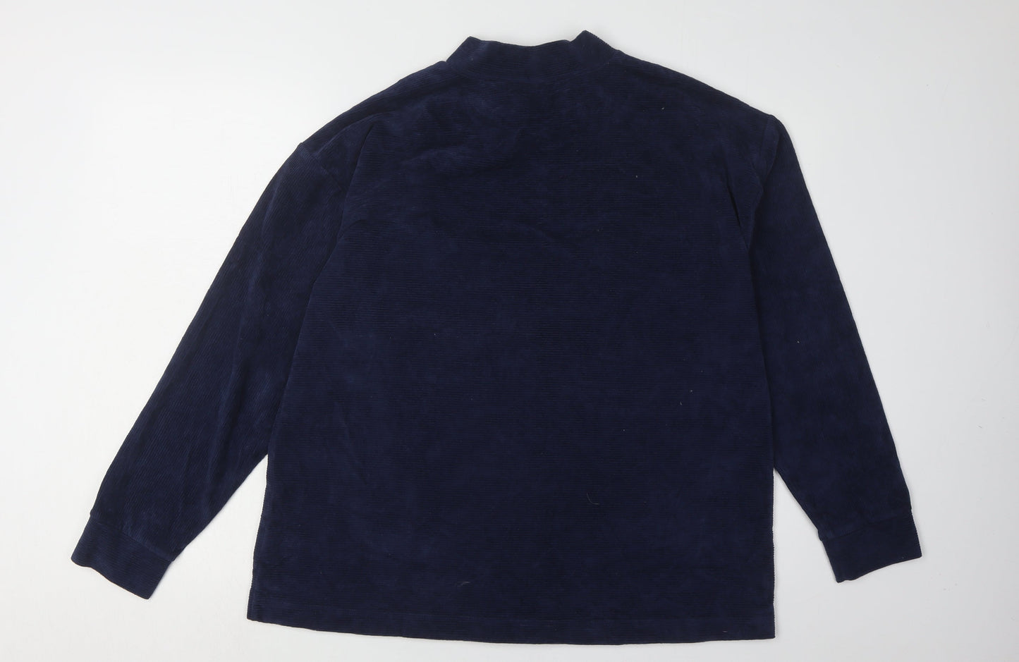 Lands' End Women's Blue Mock Neck Jumper, Size L