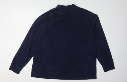 Lands' End Women's Blue Mock Neck Jumper, Size L