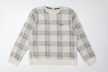 Calvin Klein Men's Grey Plaid Pyjama Top M