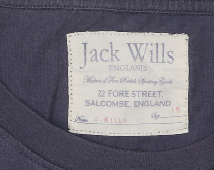 Jack Wills Women's Blue Crew Neck T-Shirt Size 10