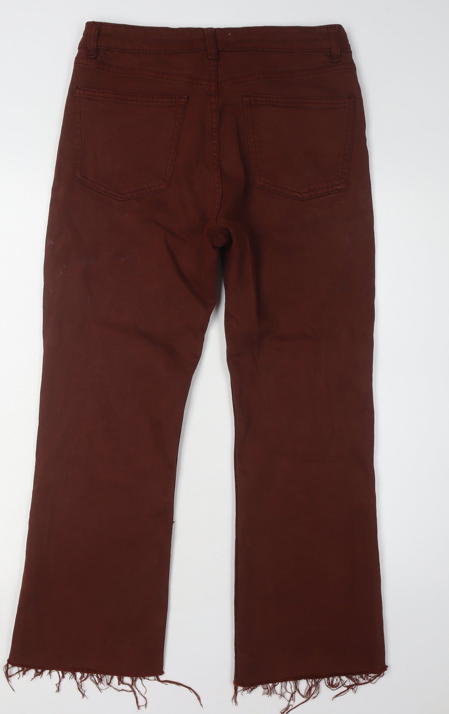 Zara Women's Brown Straight Jeans, Size 2, Frayed Hem