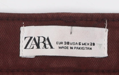 Zara Women's Brown Straight Jeans, Size 2, Frayed Hem