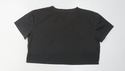 Womens UK Size 10 ROMWE Black Cropped T-Shirt