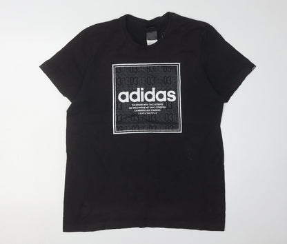Adidas Men's Black Graphic Print T-Shirt, Medium