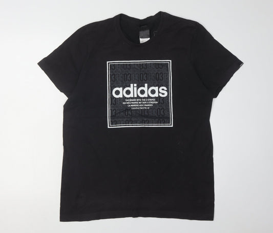 Adidas Men's Black Graphic Print T-Shirt, Medium