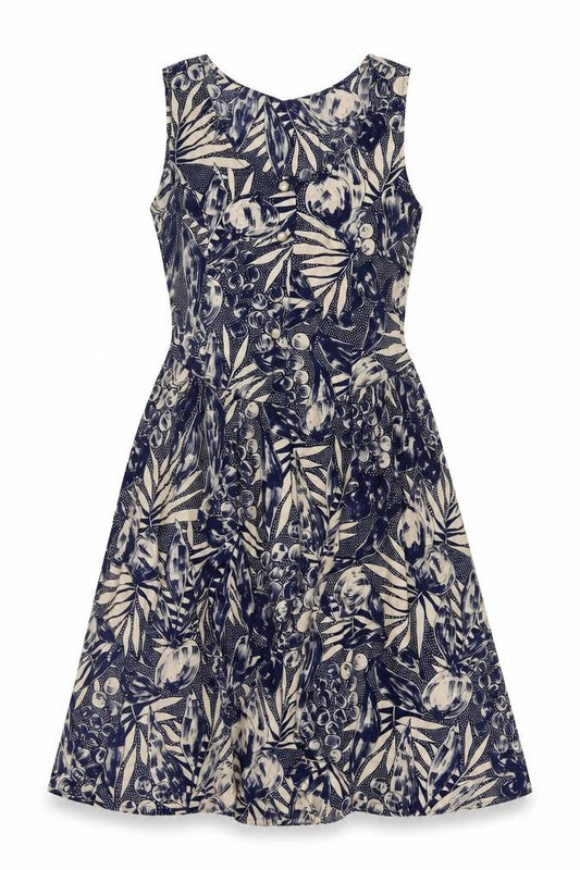 St Michael Women's Blue A-Line Floral Dress Size 12