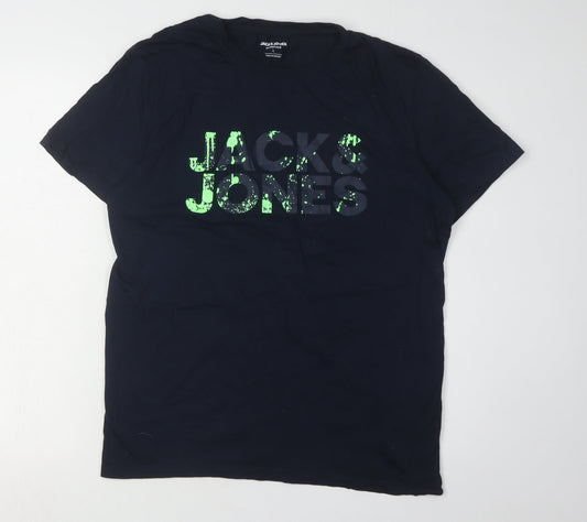 Mens UK Size L JACK & JONES Black  T-Shirt