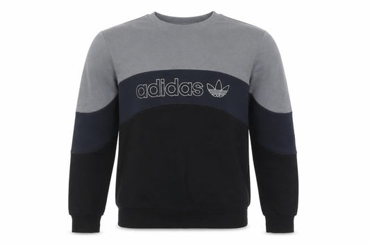 Front view of Adidas boys’ black grey colourblock sweatshirt 13-14 years