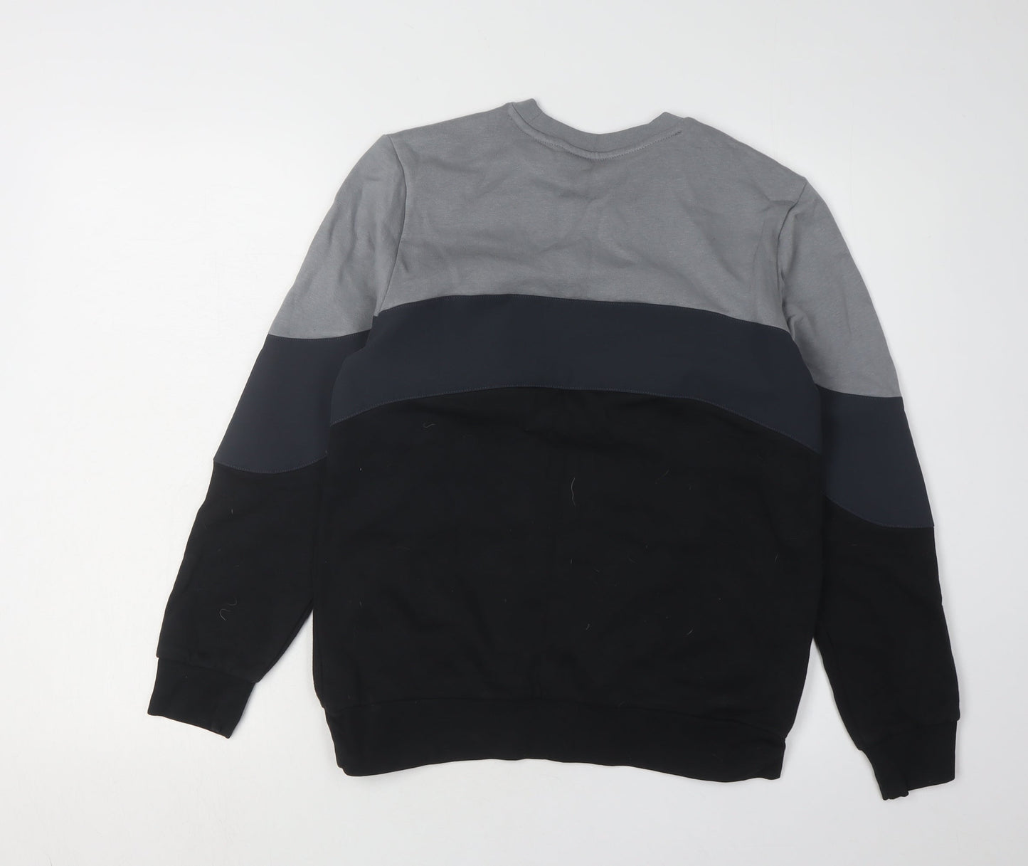 Adidas Boys Black Grey Colourblock Sweatshirt 13-14 Years