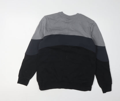 Adidas Boys Black Grey Colourblock Sweatshirt 13-14 Years