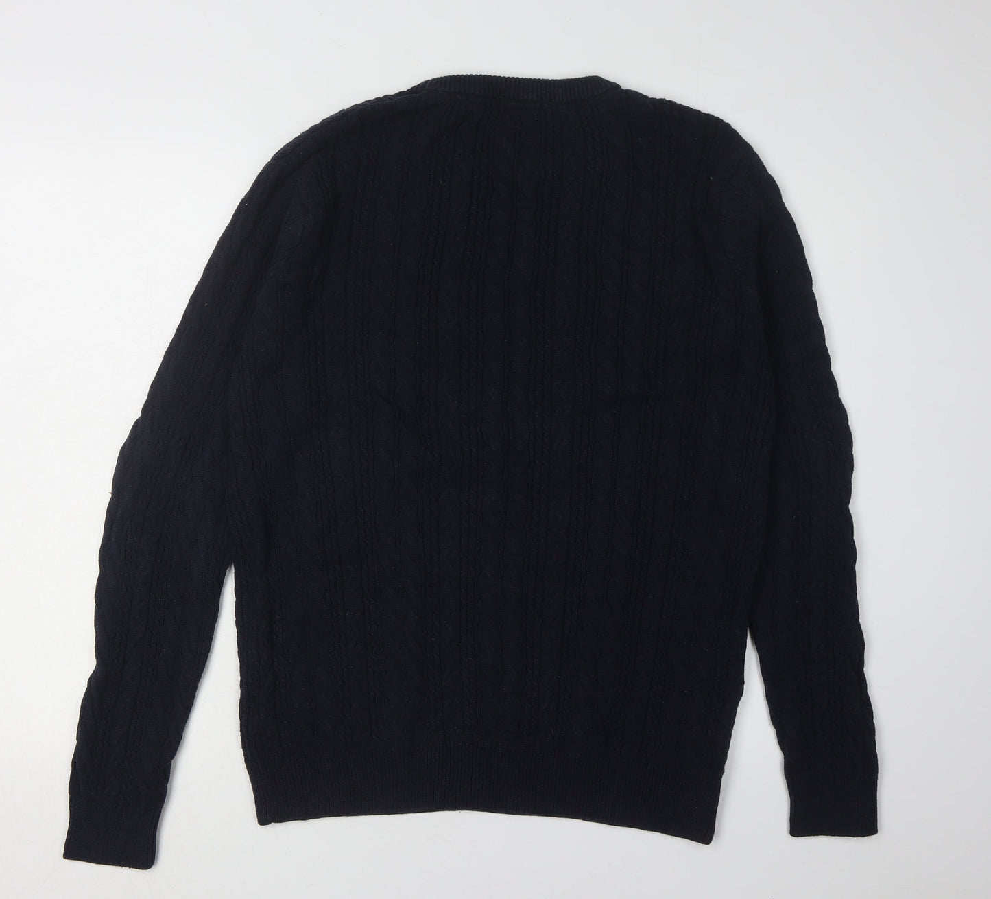 Cotton Traders Men's Blue XL Cable-Knit Pullover Jumper