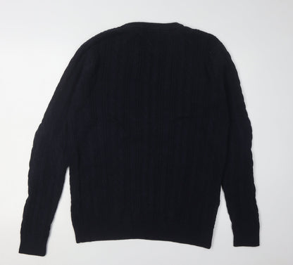 Cotton Traders Men's Blue XL Cable-Knit Pullover Jumper