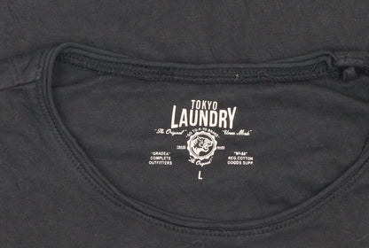 Tokyo Laundry Men's Black Cotton T-Shirt L