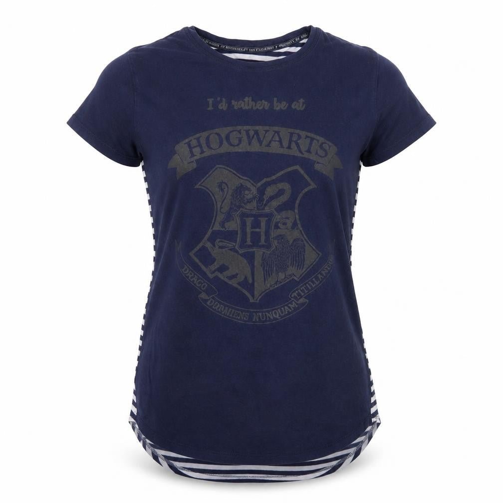 Front view of Harry Potter Teens Blue Striped T-Shirt, size 6-8