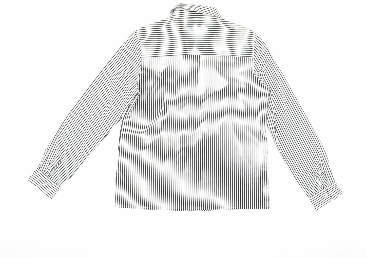 Jaeger Women's White Striped Button-Up Shirt