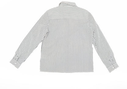 Jaeger Women's White Striped Button-Up Shirt