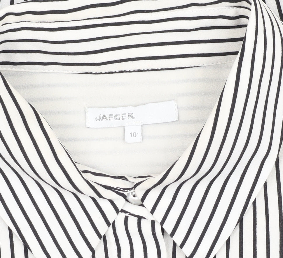Jaeger Women's White Striped Button-Up Shirt