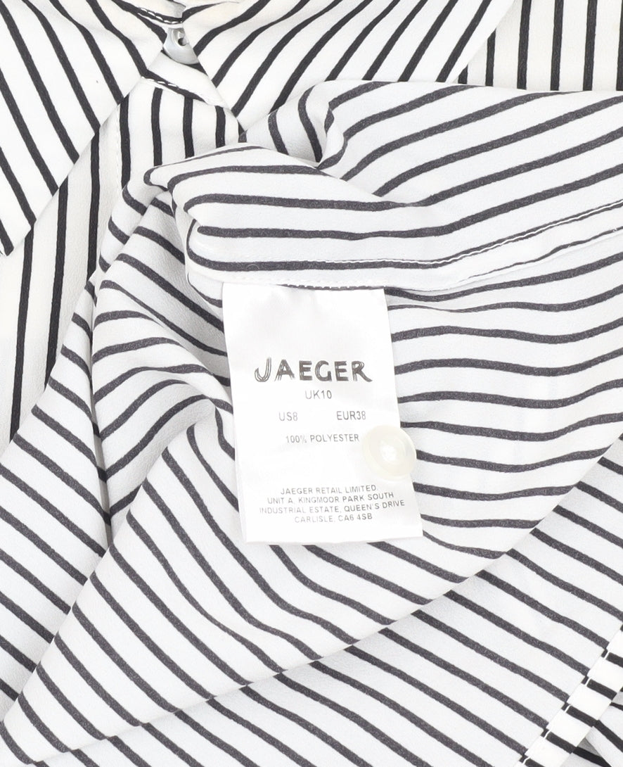 Jaeger Women's White Striped Button-Up Shirt