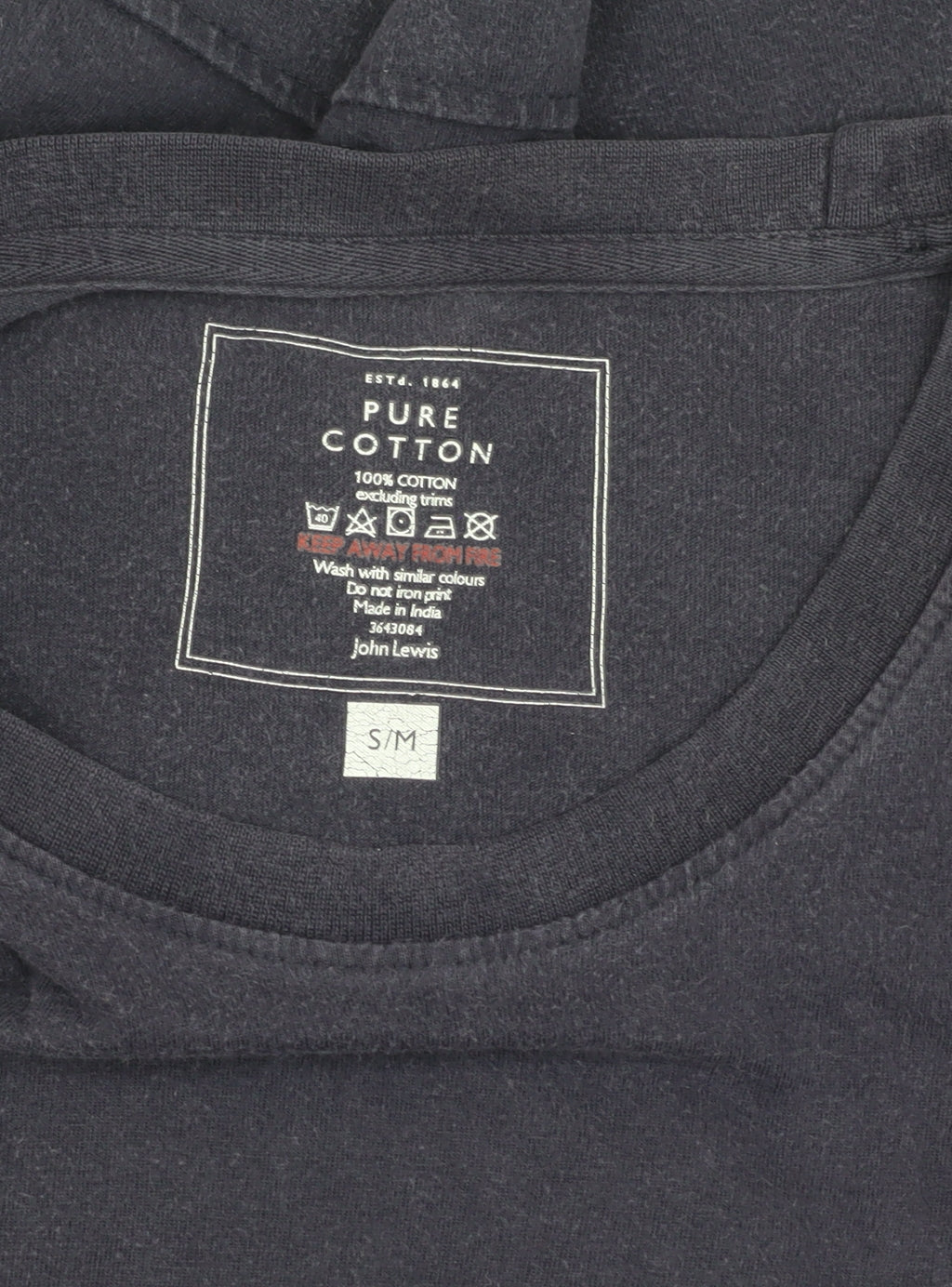 John Lewis Men's Black Cotton T-Shirt S/M