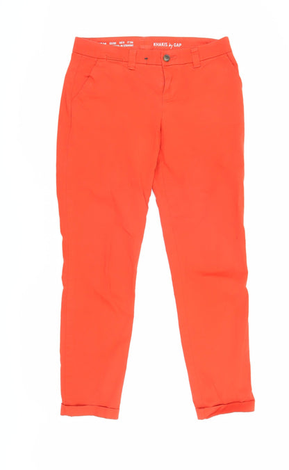 Womens UK Size 4 Gap Regular Fit Chino Orange Trousers