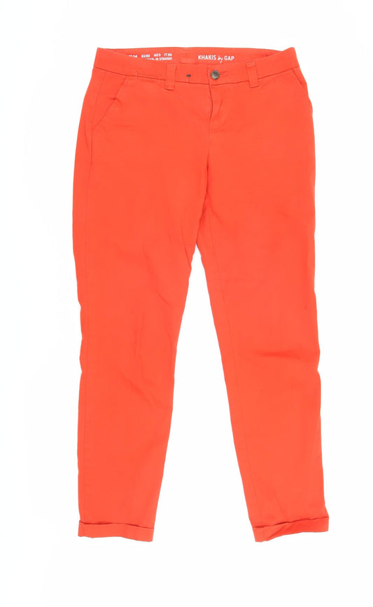Womens UK Size 4 Gap Regular Fit Chino Orange Trousers