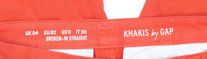 Womens UK Size 4 Gap Regular Fit Chino Orange Trousers