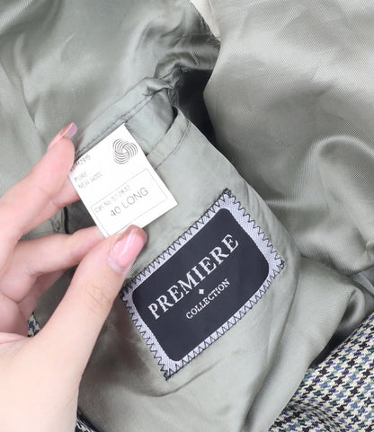 Premiere Collection Men's Grey Check Blazer 40 Long