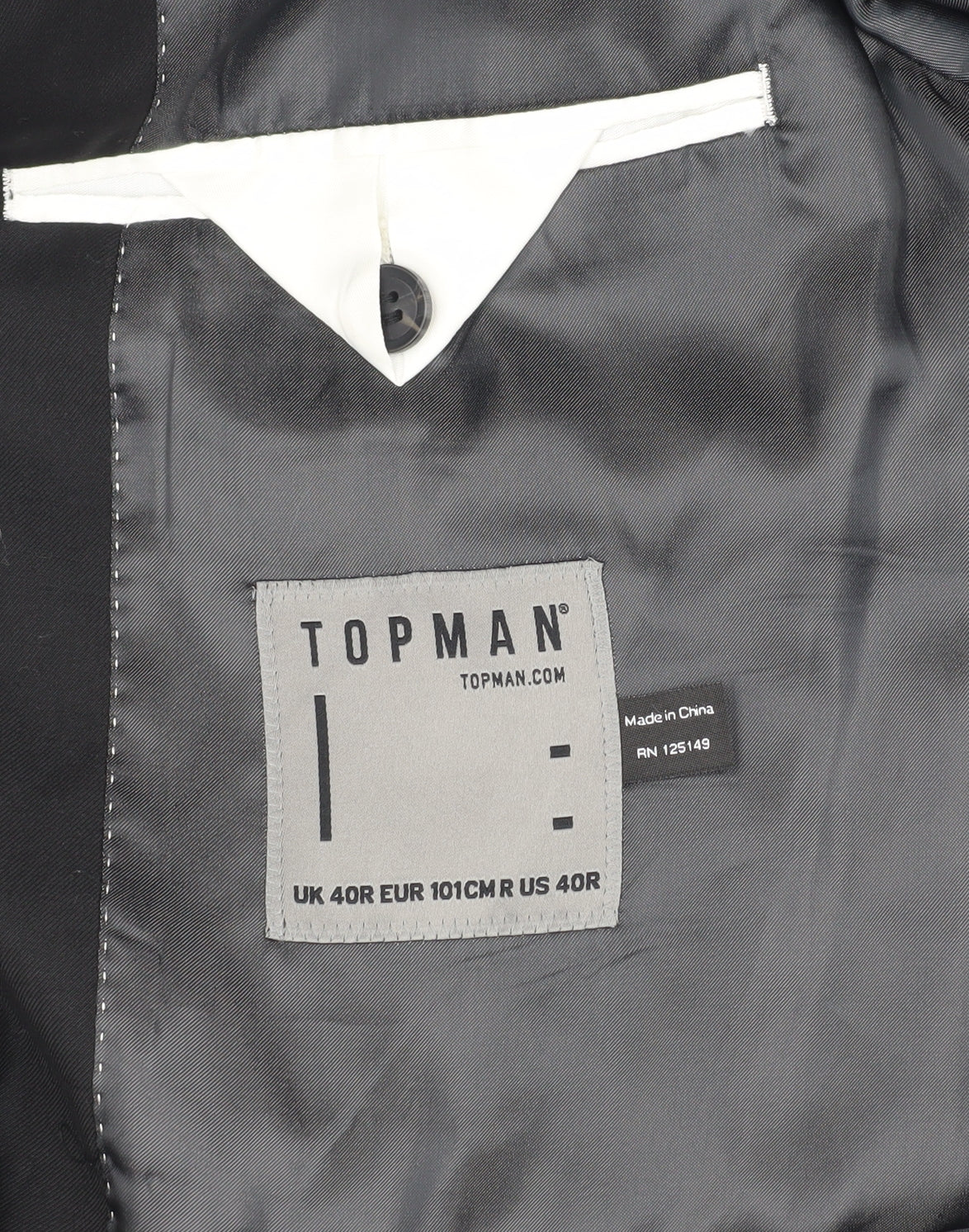 Mens UK Size 40 Topman Regular Black Suit Jacket