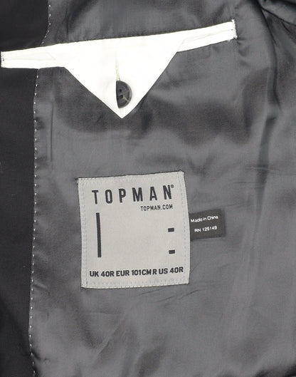 Mens UK Size 40 Topman Regular Black Suit Jacket