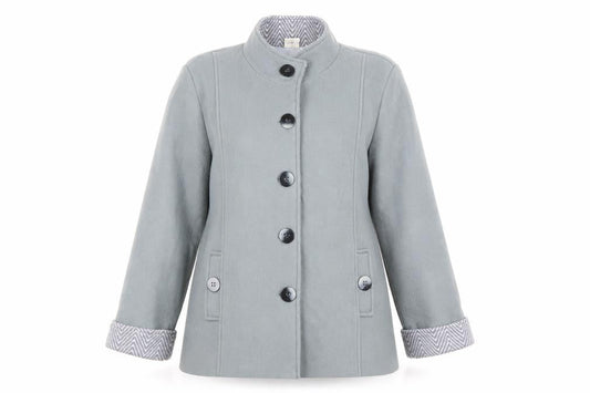 Front view of Anne de Lancay Women Grey Jacket, size M, Polyester