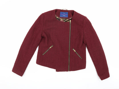 Ness Women’s Red Cropped Biker Jacket Size 10
