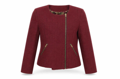 Ness Women’s Red Cropped Biker Jacket Size 10