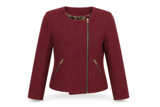 Ness Women’s Red Cropped Biker Jacket Size 10
