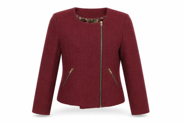 Ness Women’s Red Cropped Biker Jacket Size 10