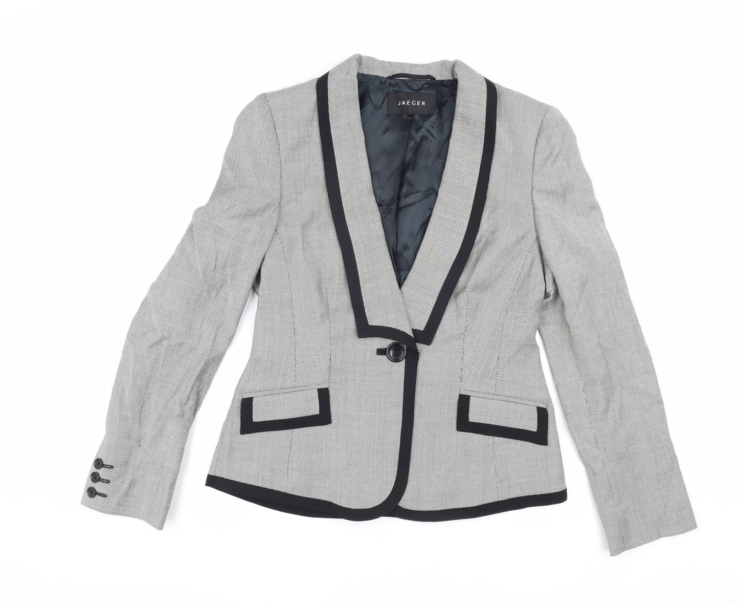 Jaeger Women’s Grey Blazer UK 10 Herringbone Lined