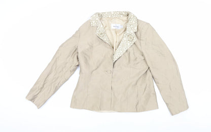 Presen Women's Beige Silk Suit Jacket Size 14
