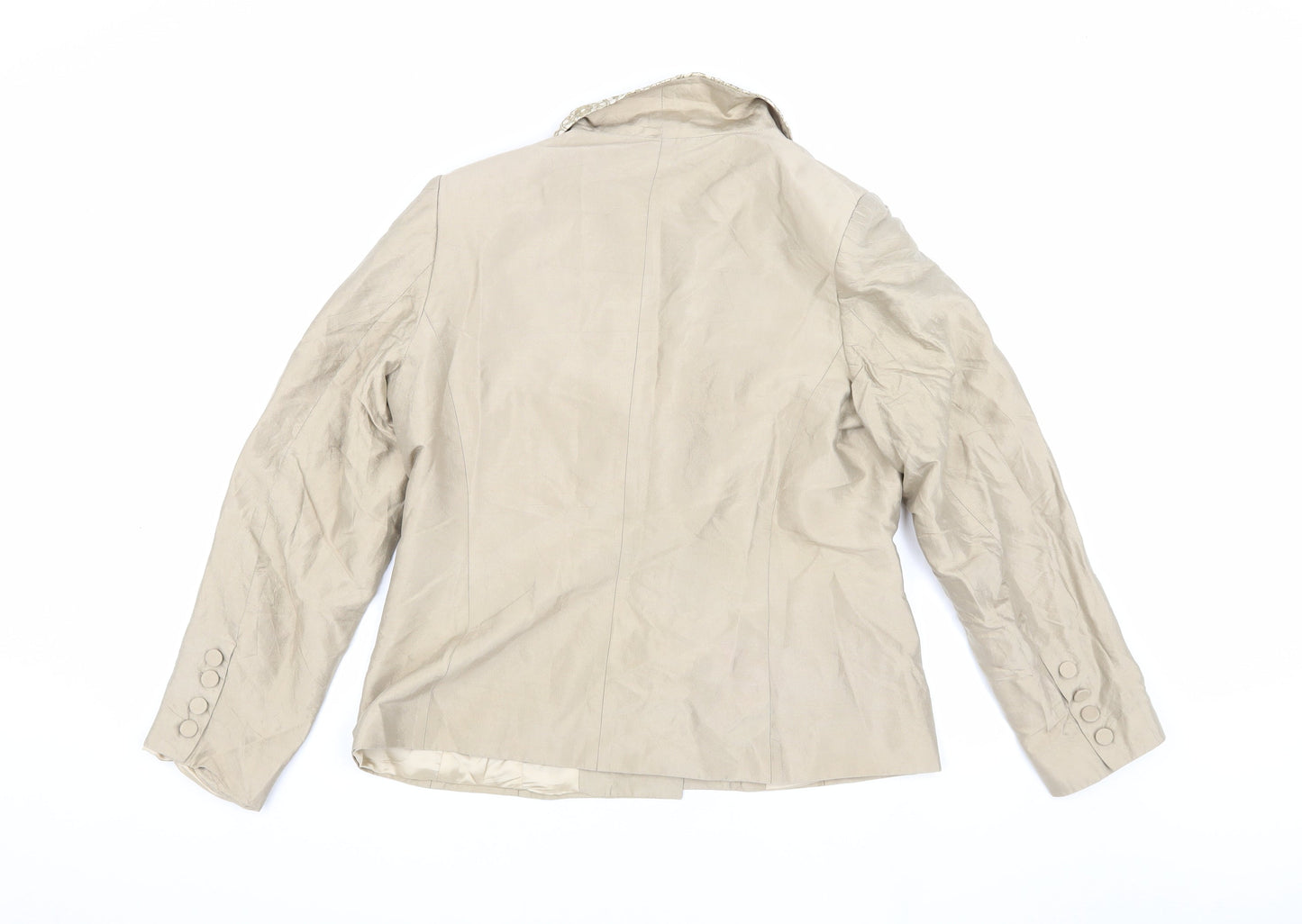 Presen Women's Beige Silk Suit Jacket Size 14