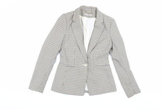 H&M Women's Multicoloured Size 8 Houndstooth Blazer