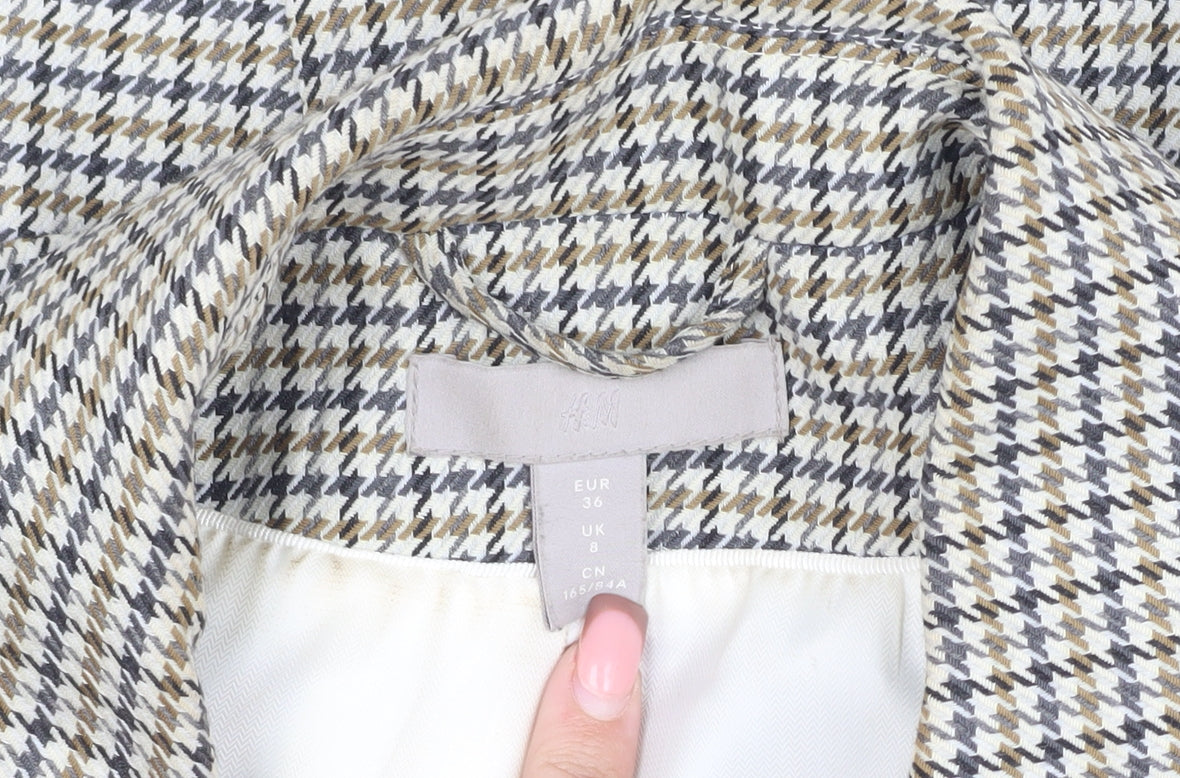 H&M Women's Multicoloured Size 8 Houndstooth Blazer