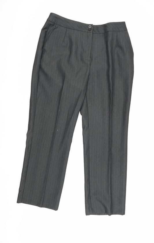 Womens UK Size 16 EWM Classic Fit Dress Pants Grey Trousers
